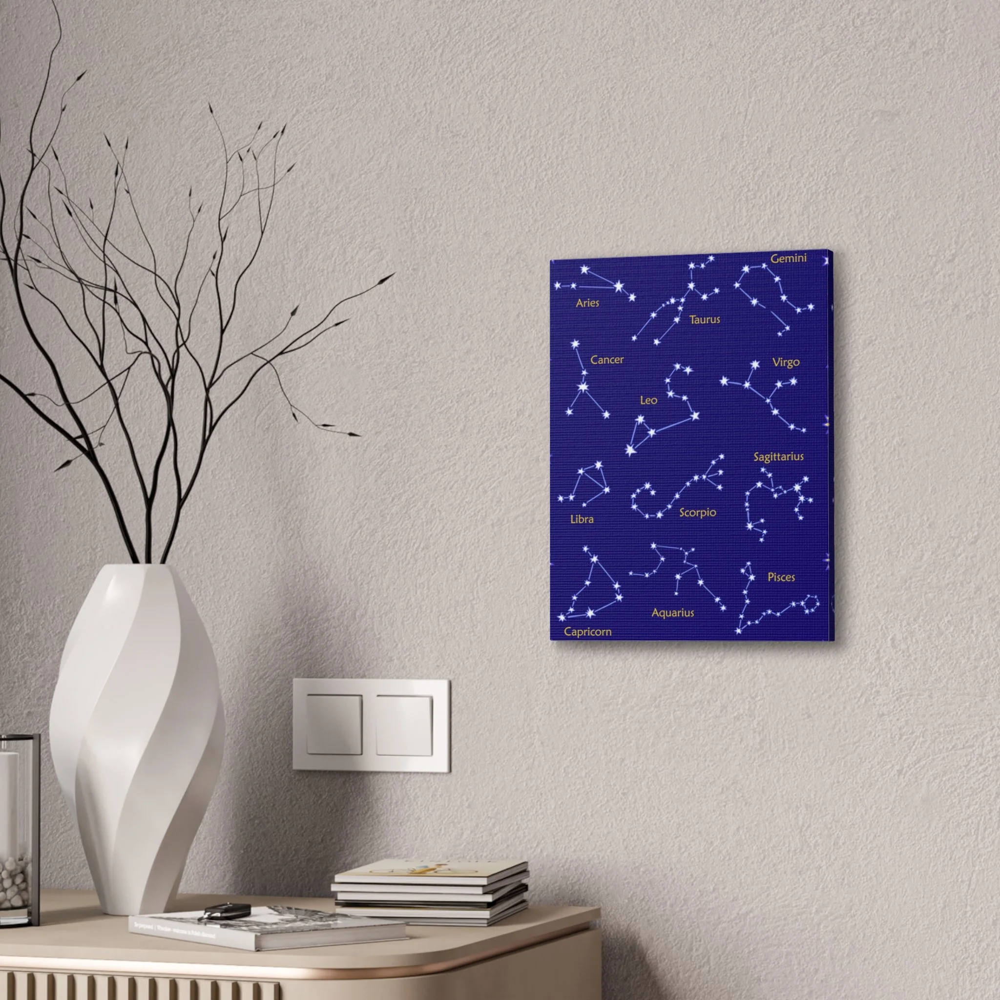 Astrology Canvas Wall Art - Zodiac Constellations Print for Star Sign Lovers