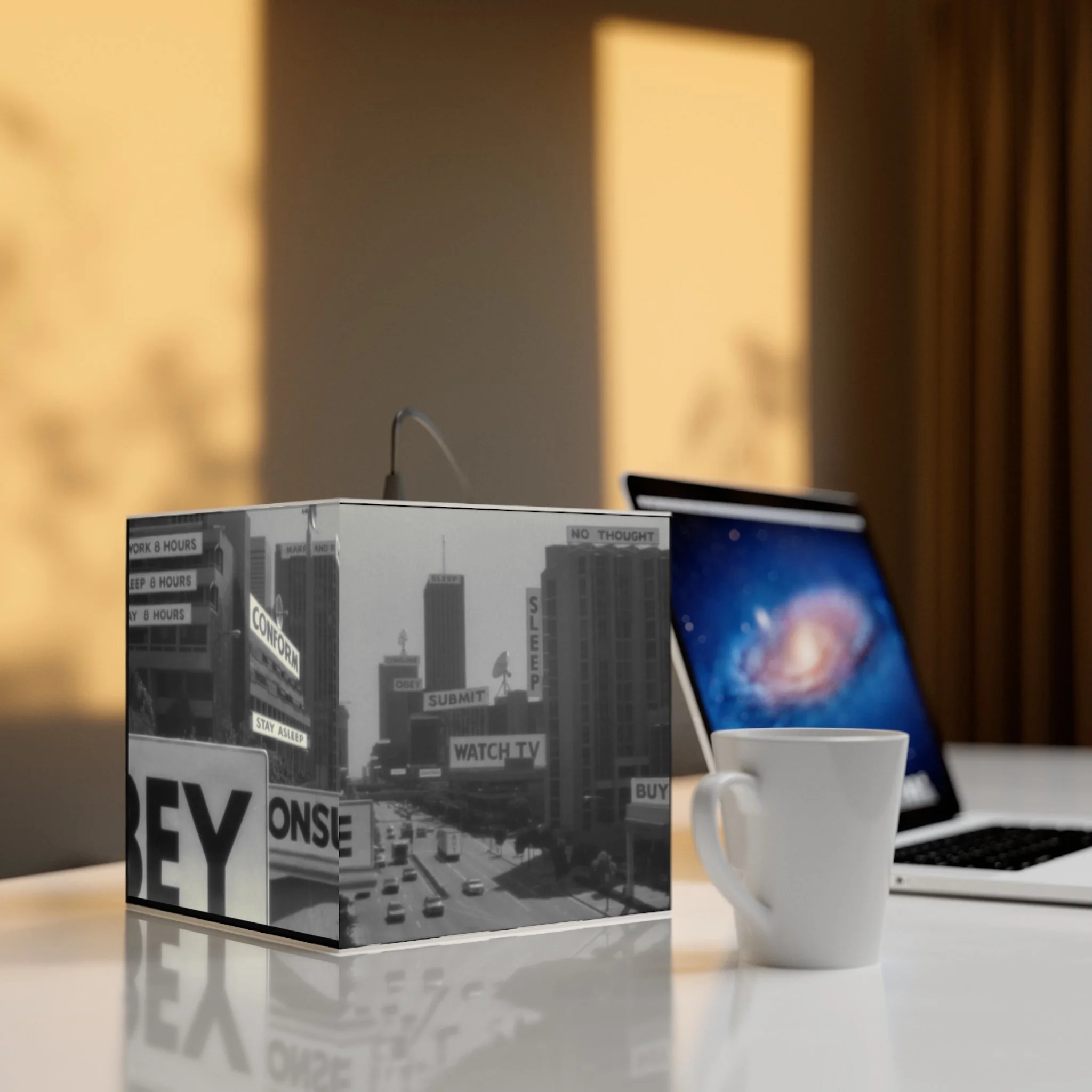Retro Urban Light Cube Lamp - "They Live"