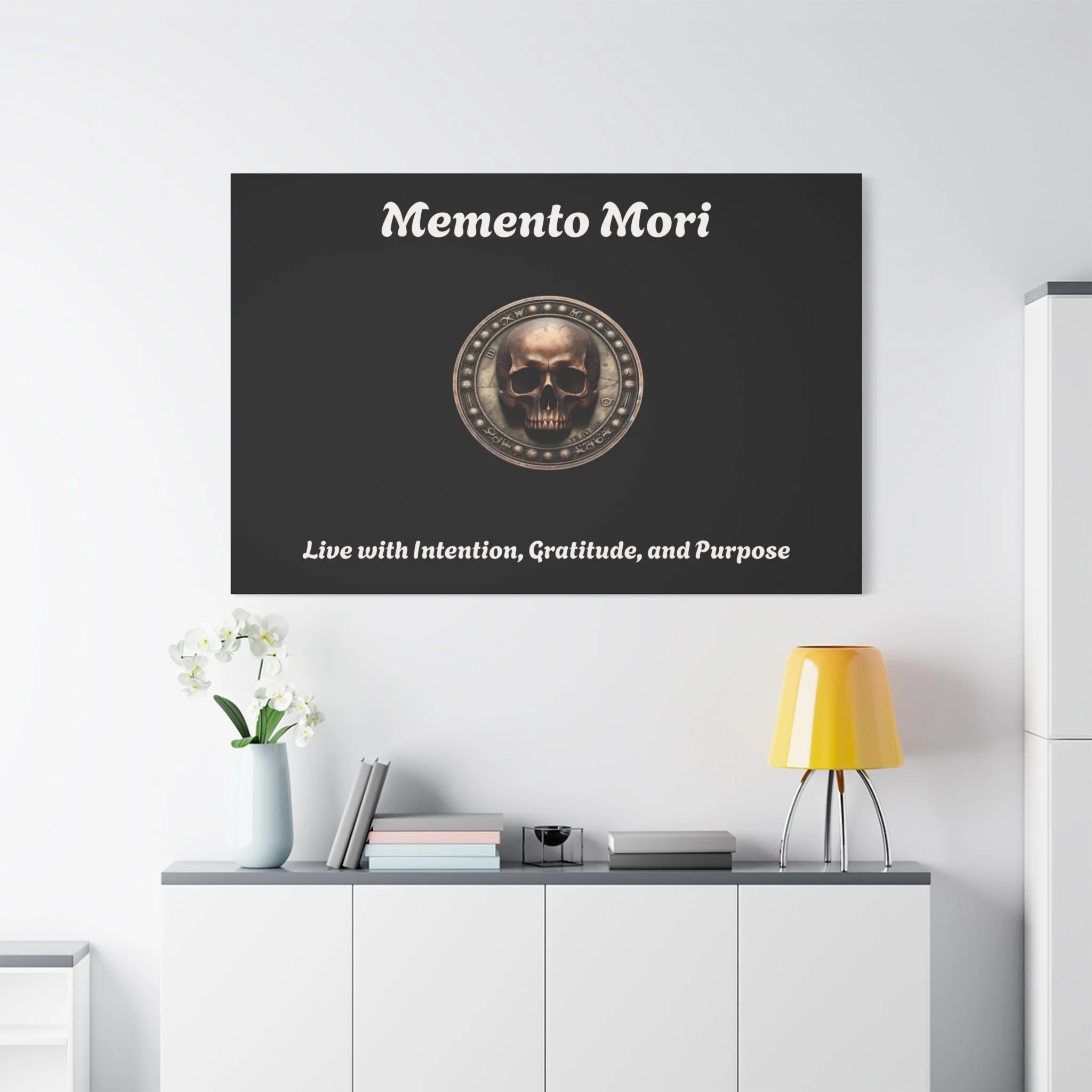 "Memento Mori" Matte Canvas - Inspirational Wall Art -"Live with Intention, Gratitude, and Purpose"
