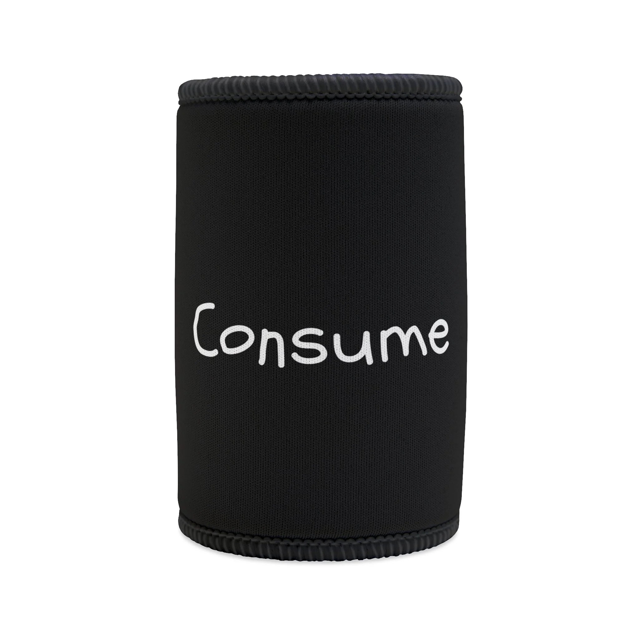 Black wristband with the word 'Consume' written in white letters.