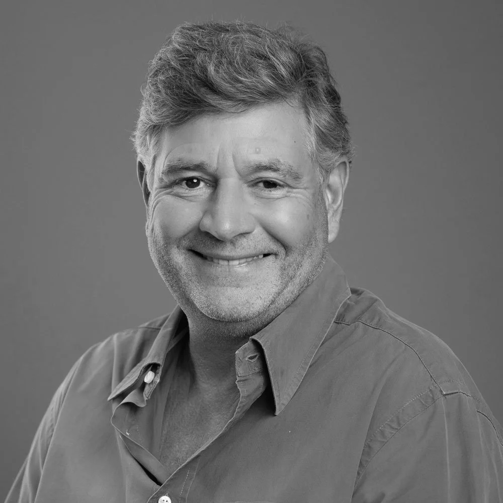 a black and white photo of Richard Olivier, Founder, Chief Innovation Officer at OMA.