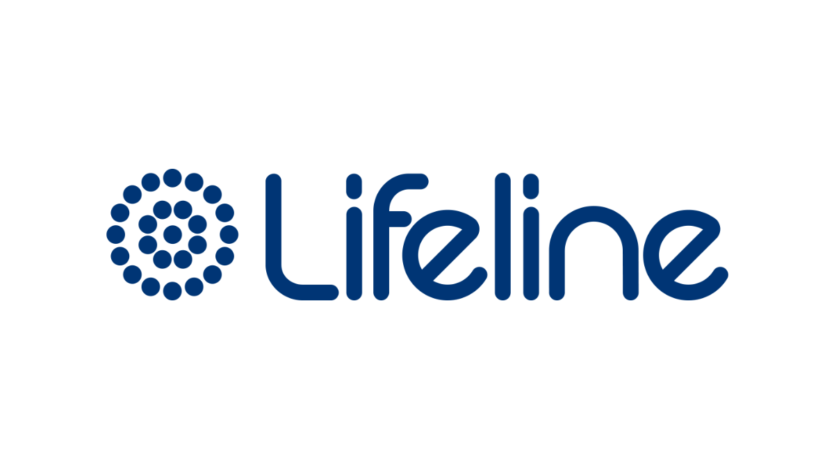 Lifeline logo with circular design made of dots and the word 'Lifeline' in blue text.