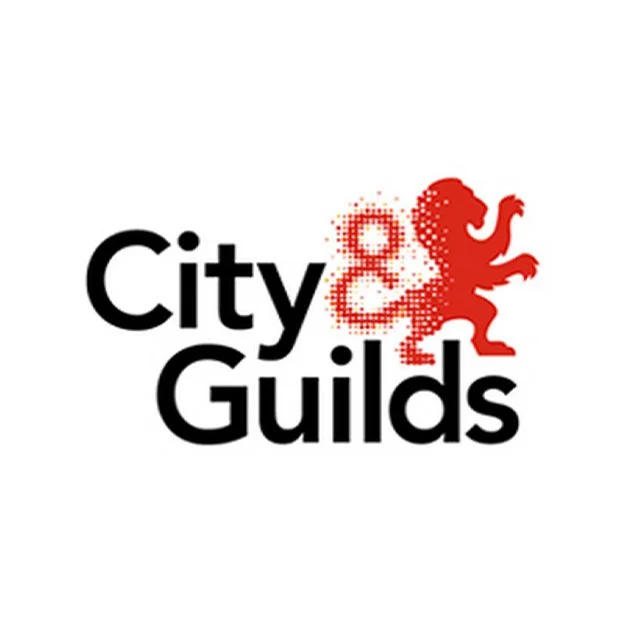 City & Guilds logo with black text and a red lion symbol.