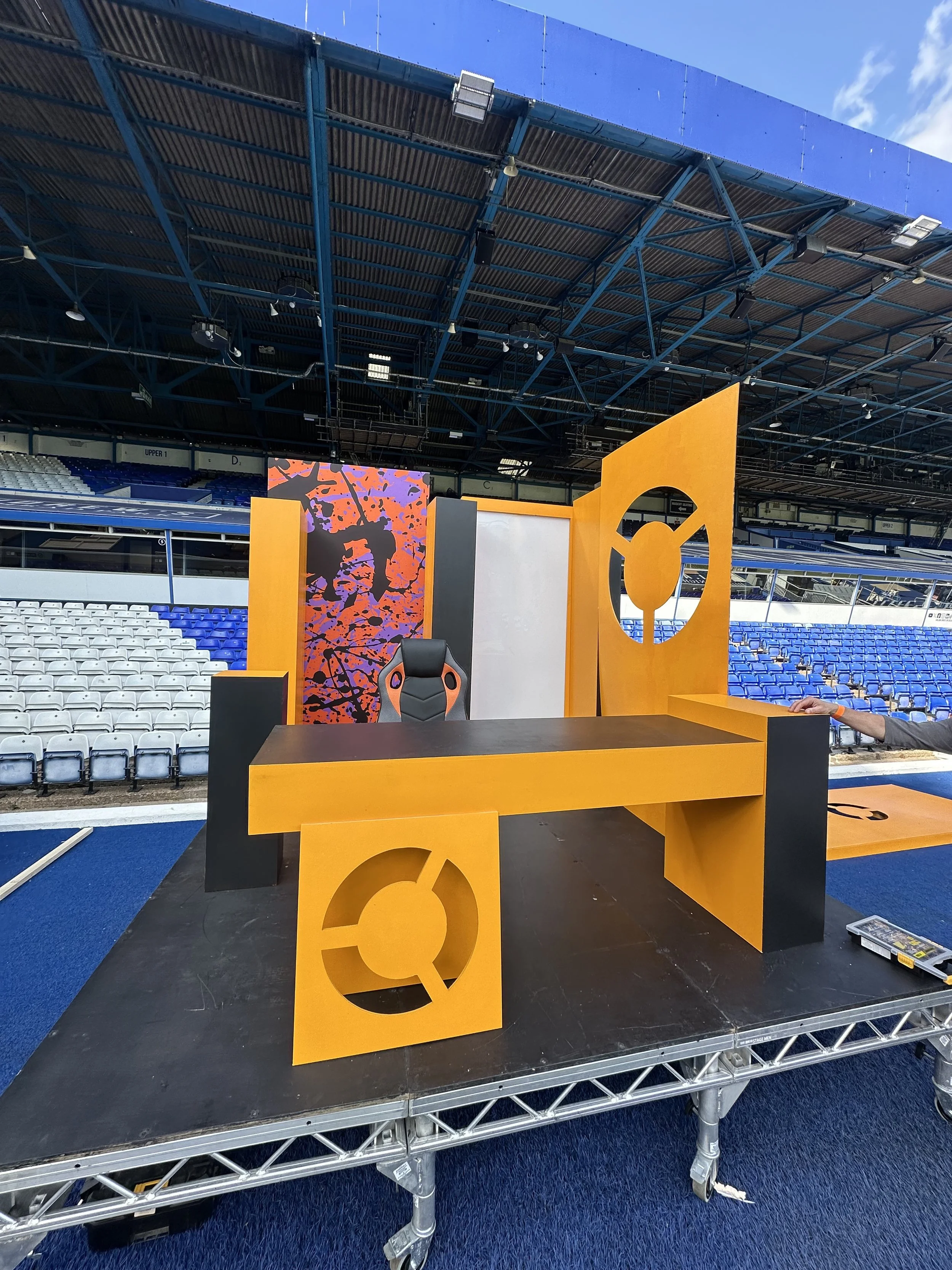 An installation at St. Andrew's Birmingham City stadium for a commercial promotional film for Lenovo, built by MiLiRo and painted by Task Focus Decorating