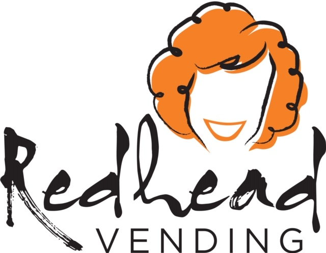 Logo featuring a smiling woman with curly red hair above the text 'Redhead Vending'.