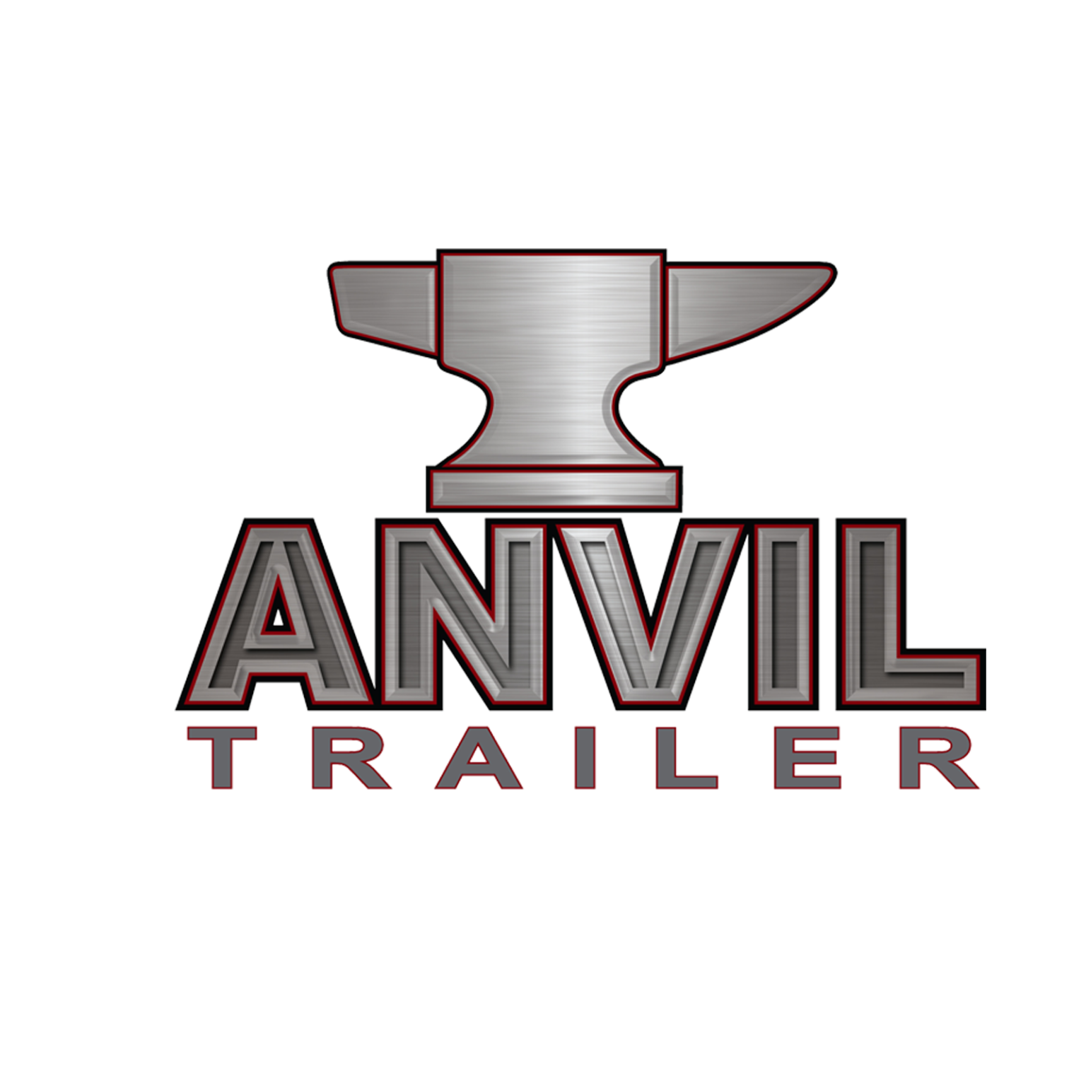 Logo for Anvil Tr-ailer featuring a metallic anvil with red outlines and text in black, gray, and red.