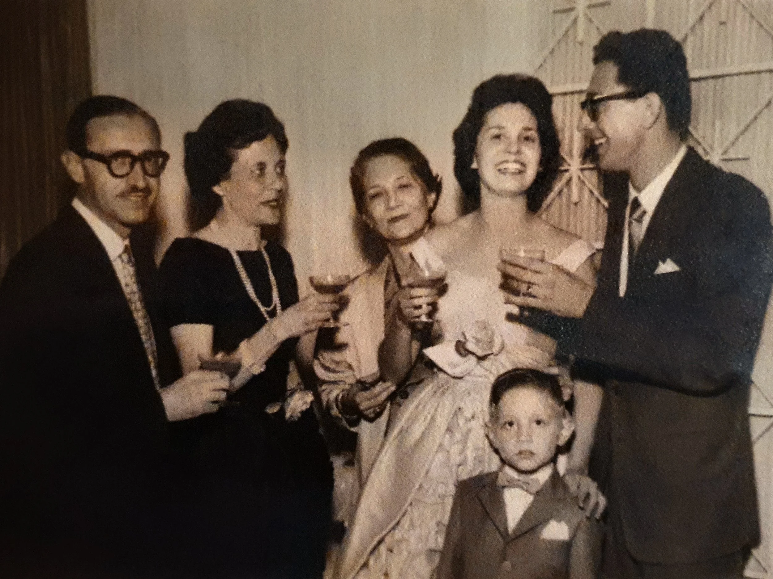 Casamento de Mário e Anna Maria; Franco, Elsa, Liddy, Anna, Mário e Roberto (15 de maio de 1959) 