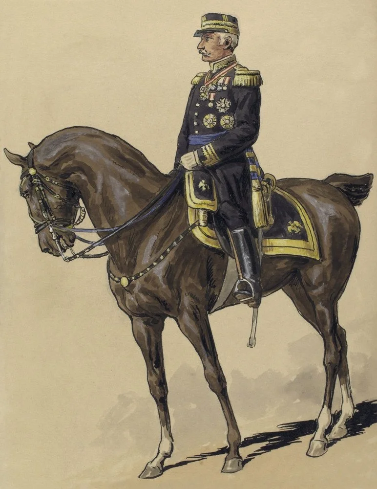 Presidente mexicano Porfirio Diaz
montado a cavalo (1890)