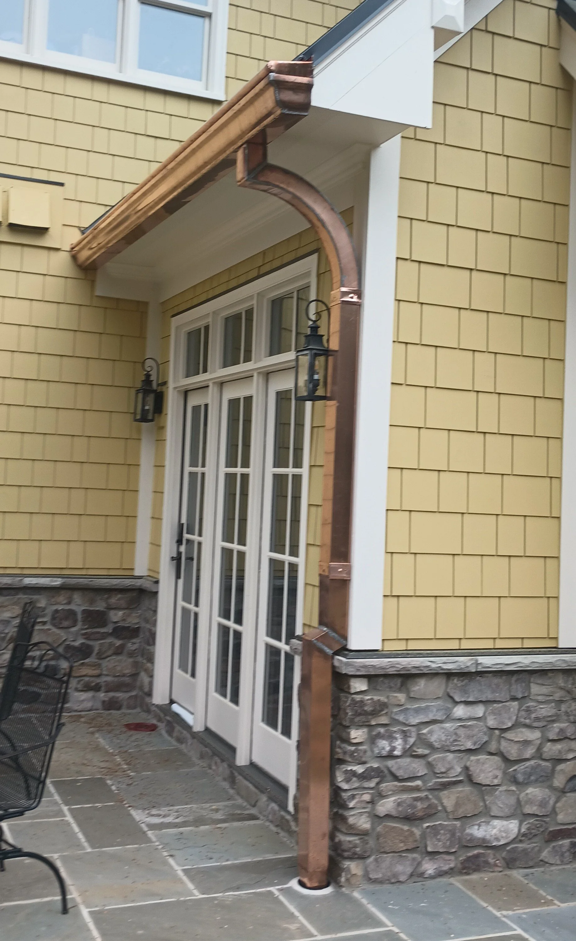 Custom Copper Gutter with Leaf Guard 