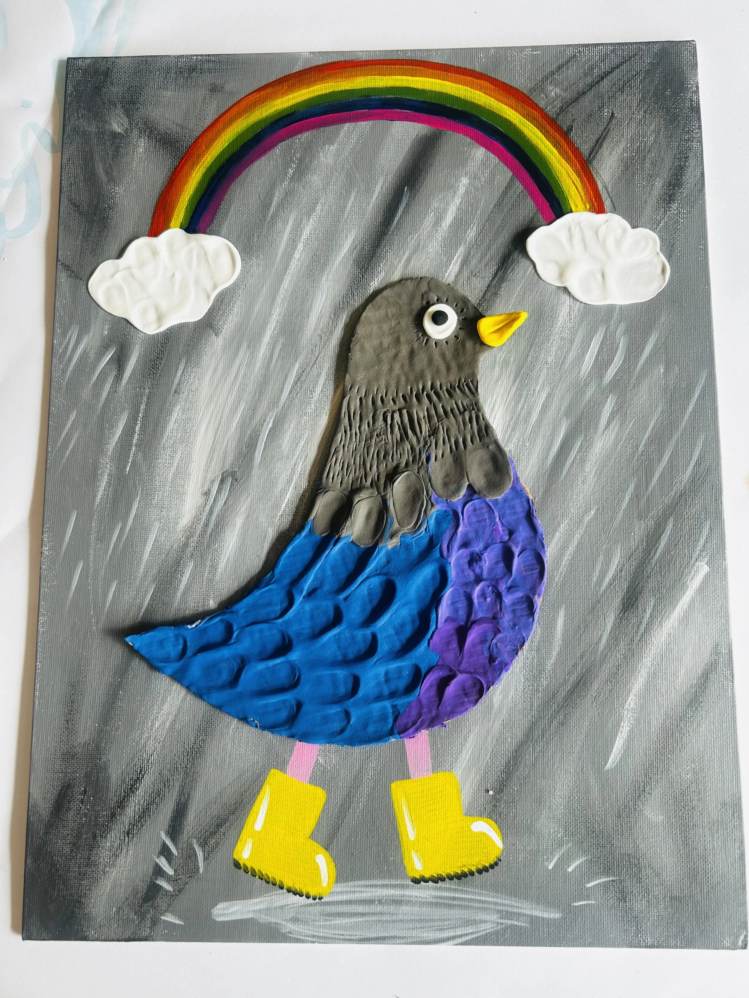 Rainbow Pigeon Foam Clay Canvas - Weds 21st Oct - 10am - 12pm