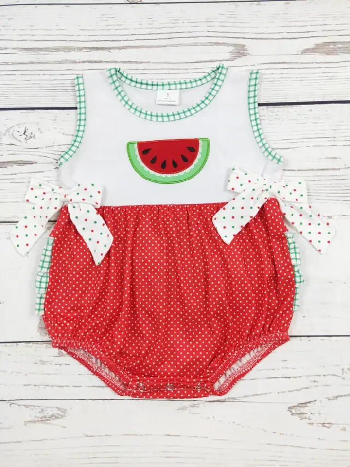 Baby Girls Watermelon Appliqué Summer Romper 6-12 months