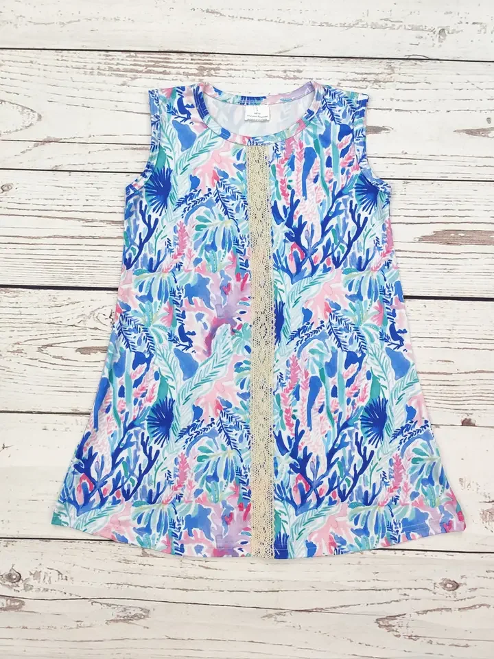 Coral Print Summer Dress