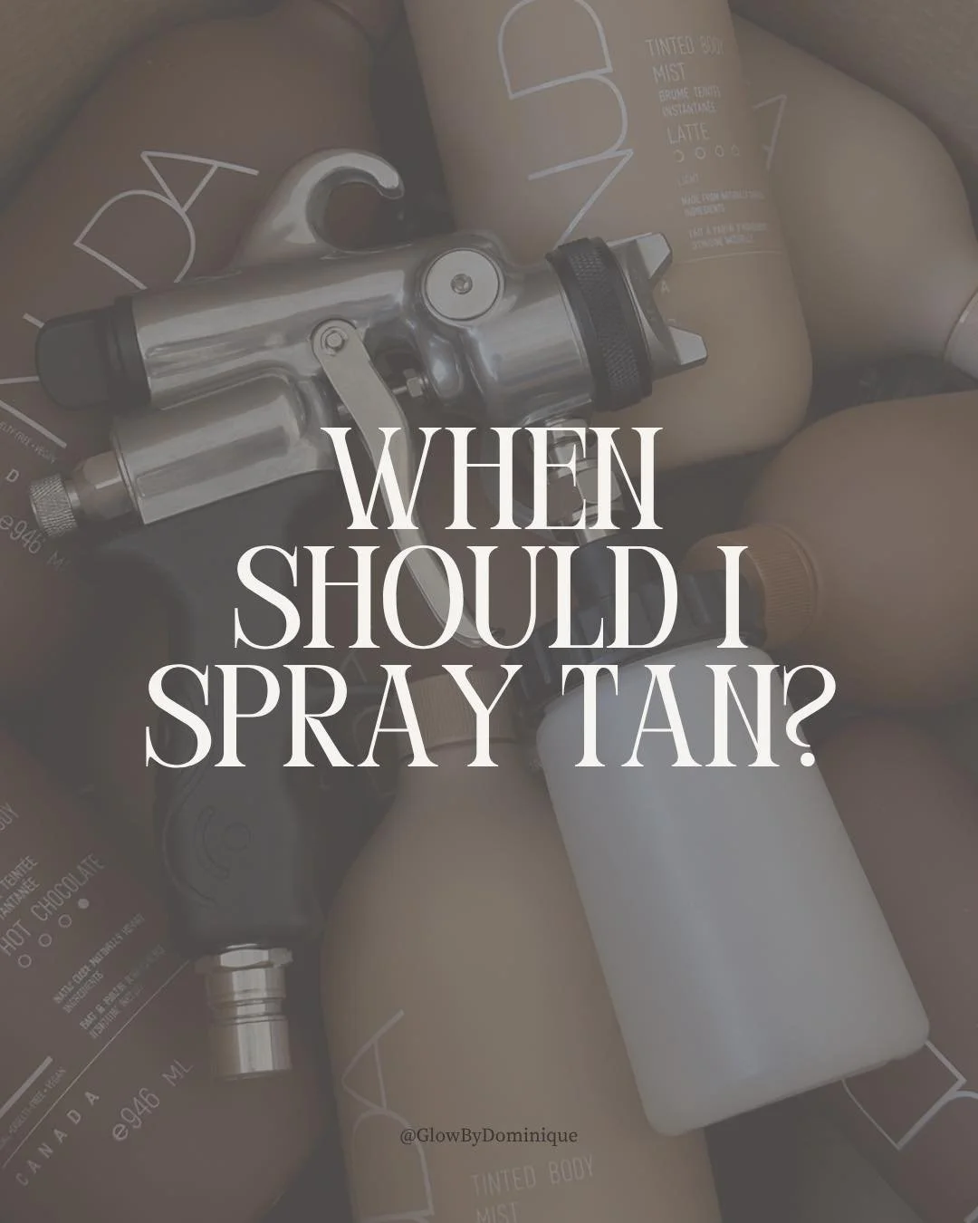 When should you schedule your spray tan? 🤎✨

Timing is everything when it comes to your glow&mdash;especially for big moments.

Here&rsquo;s a quick guide:
&bull; Weddings / Events &rarr; 2 days before
&bull; Travel / Vacation &rarr; 1&ndash;2 days 