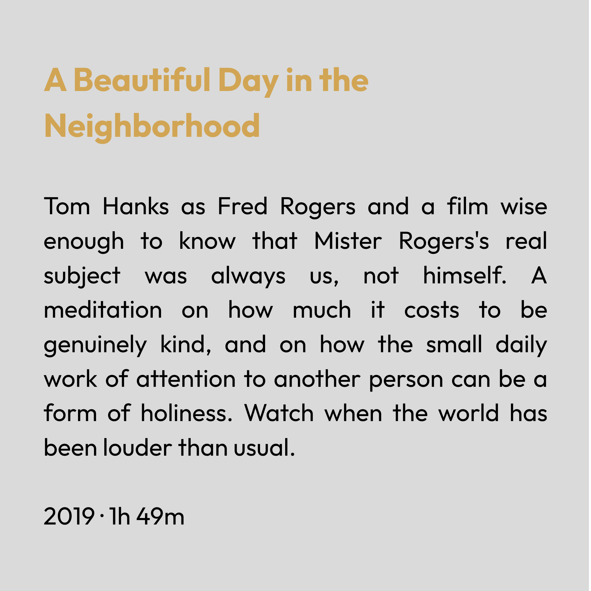 A Beautiful Day in the Neighborhood