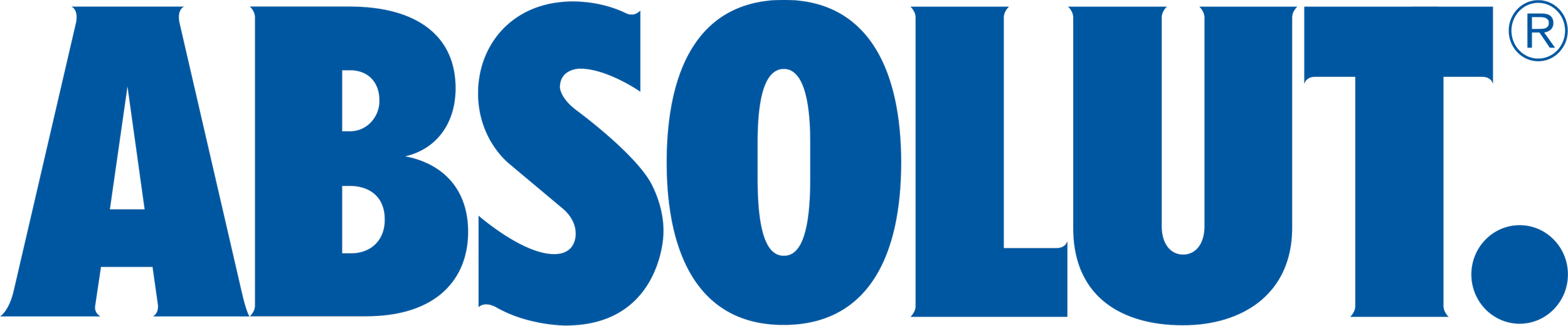 The logo of the beverage brand Absolut, featuring the word 'ABSOLUT' in bold blue letters.