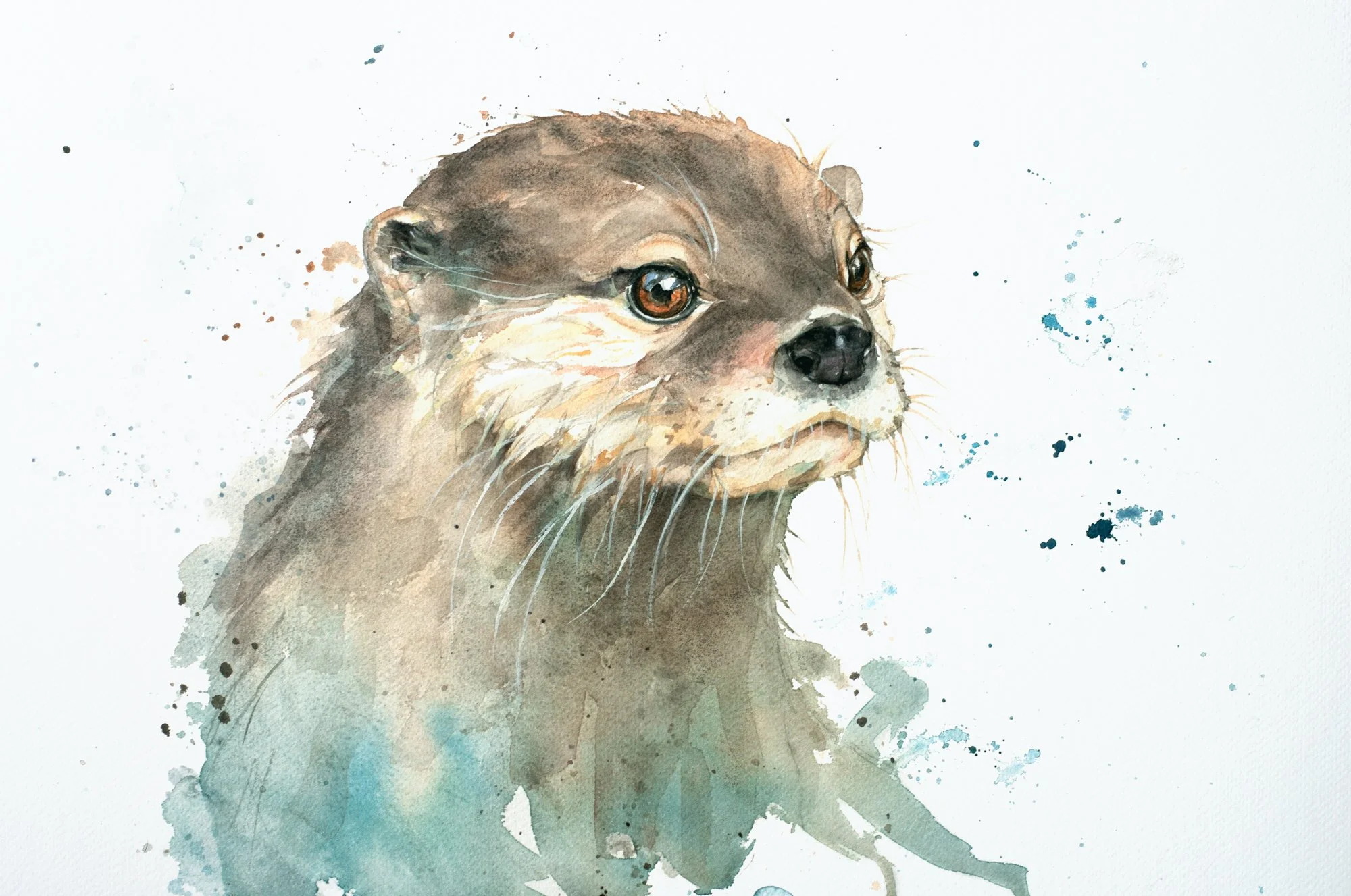 Otter in the Water , 'Ollie'  giclee Print, mounted, unframed