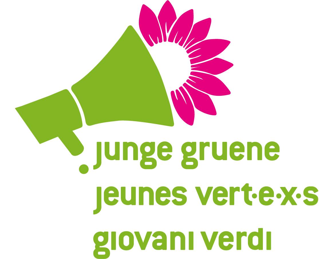 Logo der Jungen Gruenen - Sprachrohr aus dem eine Blume emporsteigt