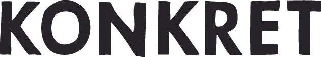 Teil eines schwarzen Textes auf weißem Hintergrund, der das Wort "KONKRET" zeigt.