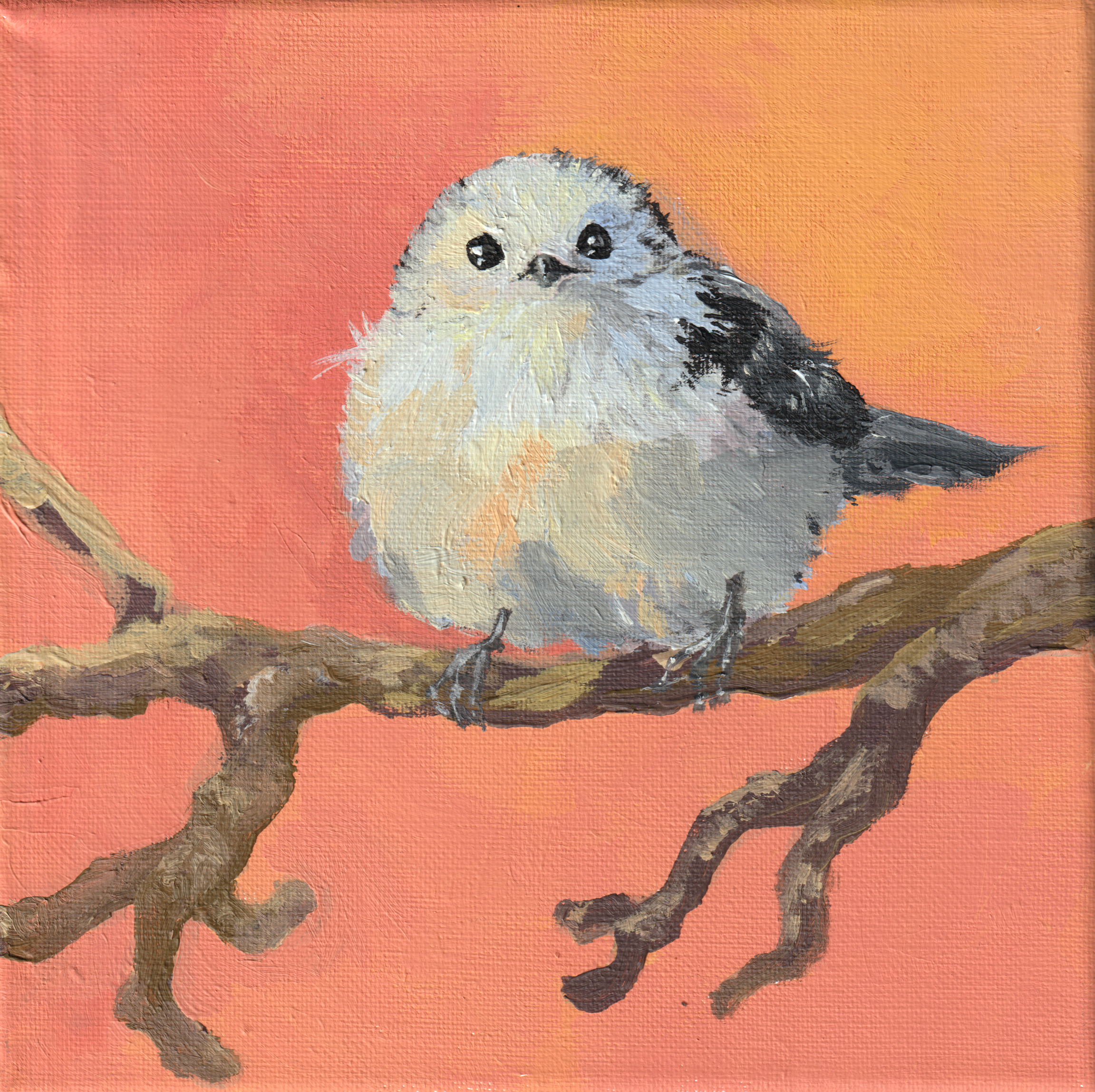 Japanese Snow Fairy Bird / Akryl auf Leinwand / 20x20cm