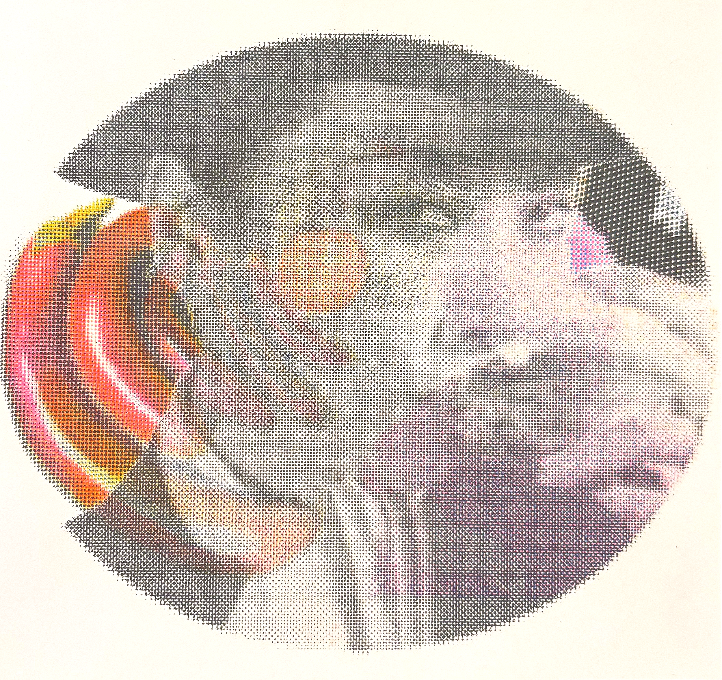 anna may wong and vegetables, 5"x5", risograph on paper. 2025