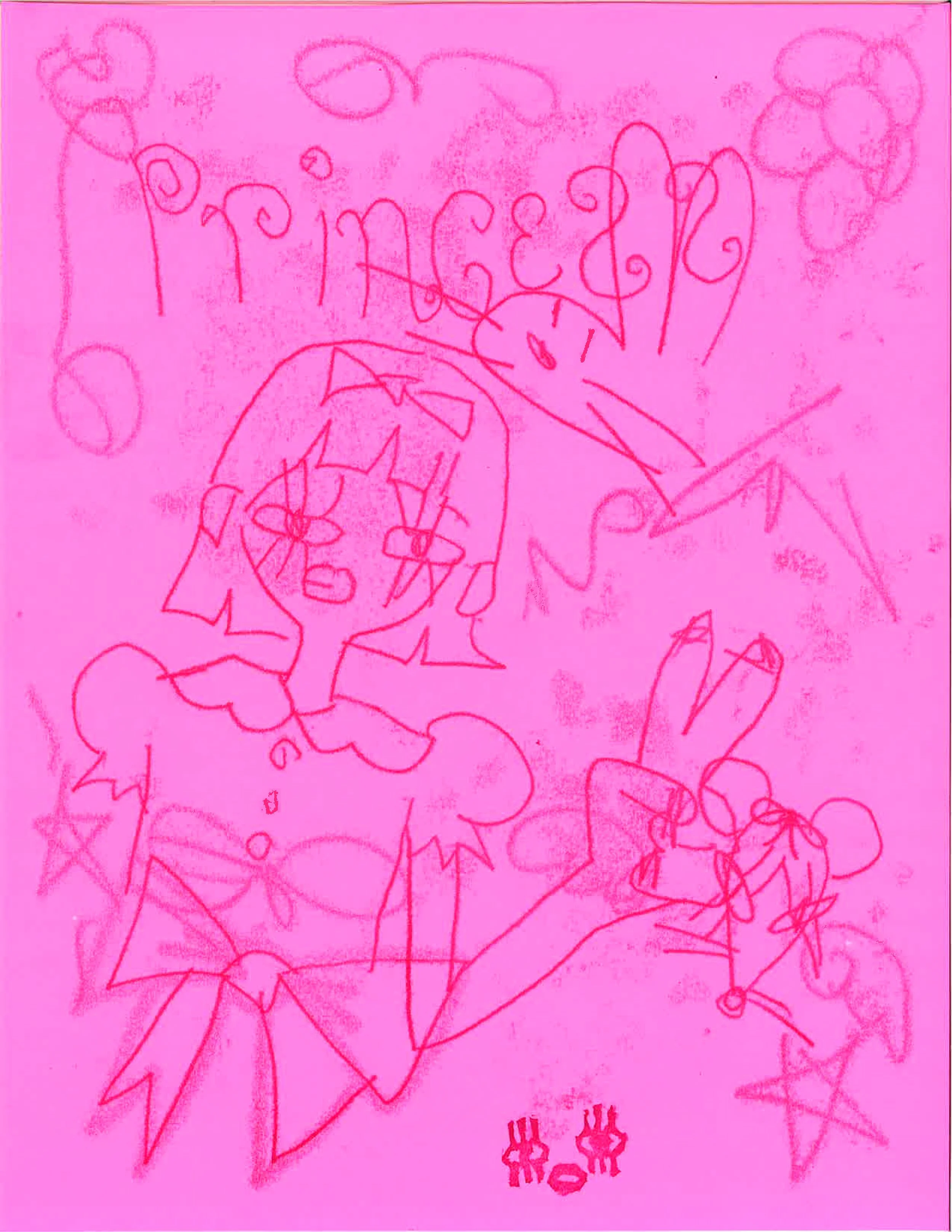 princess girl, 8.5"x11", monoprint on paper. 2025