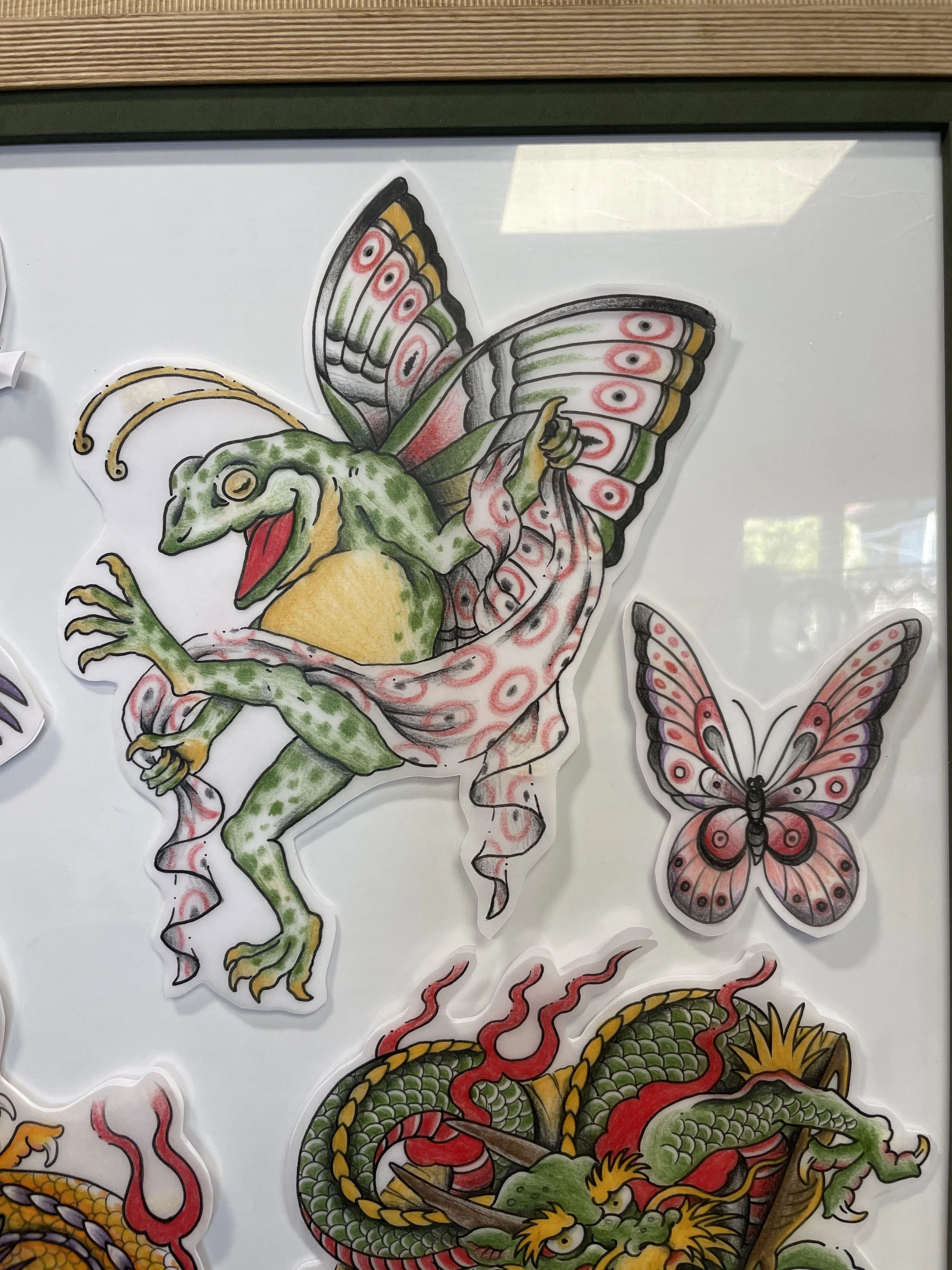 Colorful illustration of a frog
 with wings, drawn from Japanese frog paintings 