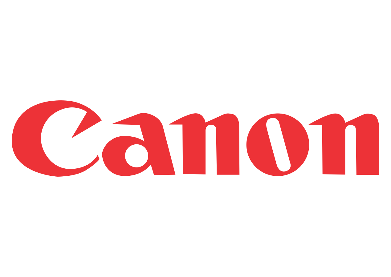 Canon logo featuring the word 'Canon' in red lowercase letters with a black swoosh above.