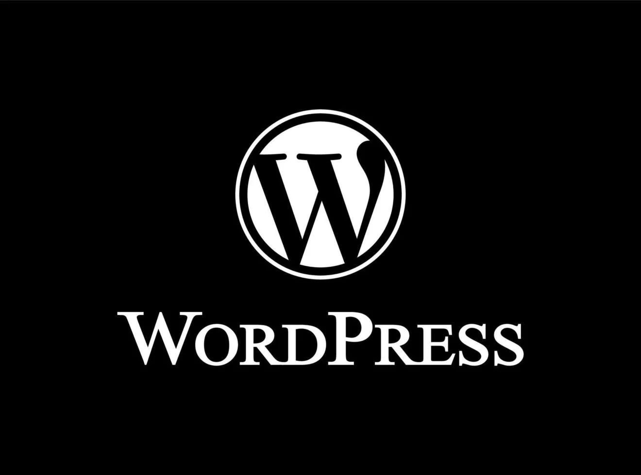 Black background with the WordPress logo and text 'WordPress' in white.