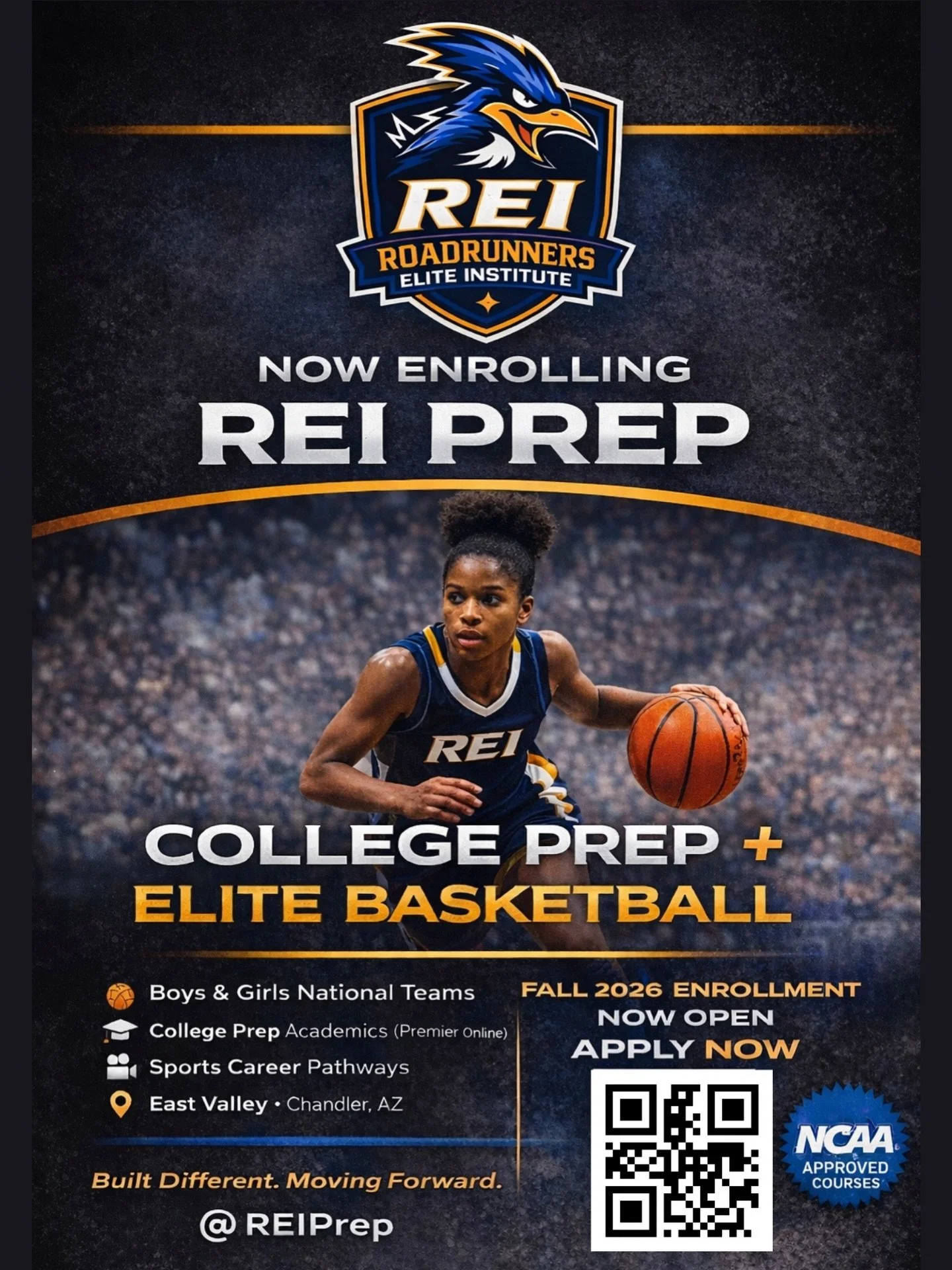 NOW ENROLLING.

REI Prep is officially here.

A new kind of academy built for student-athletes who want more than just school&hellip; and more than just basketball.

🏀 Elite Basketball Development
🎓 College Prep Academics (Premier Online)
🎙️ Sport