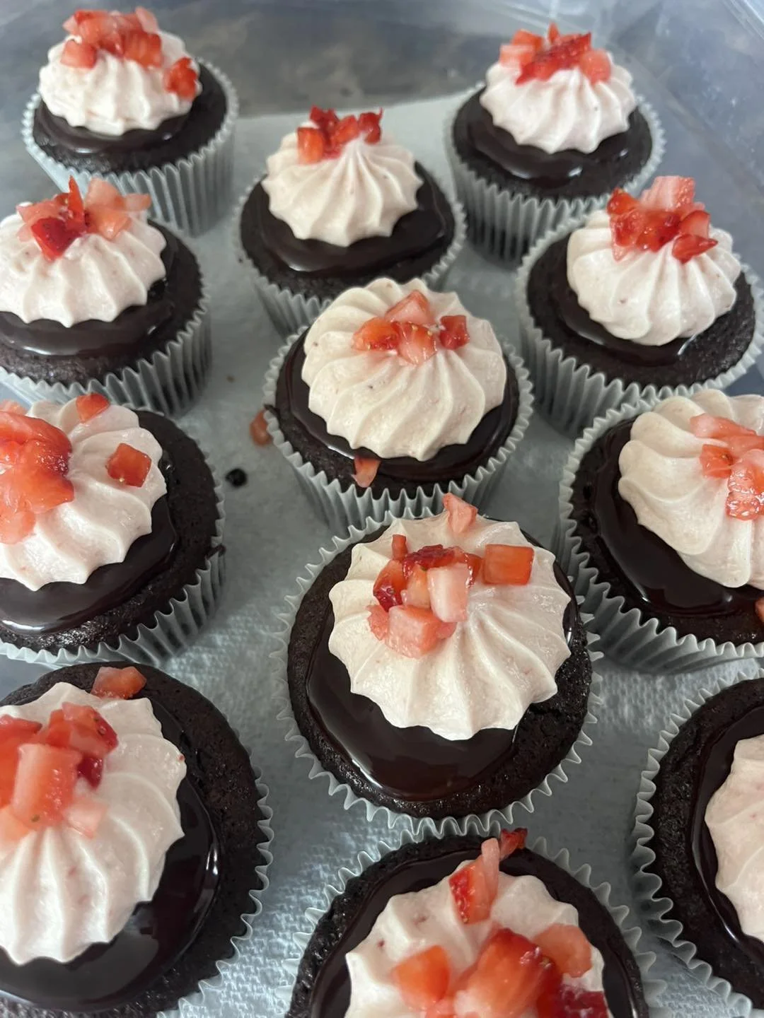 Chocolate Covered Strawberry
-Chocolate Cake, Chocolate Ganache, Strawberry Cream Cheese Frosting