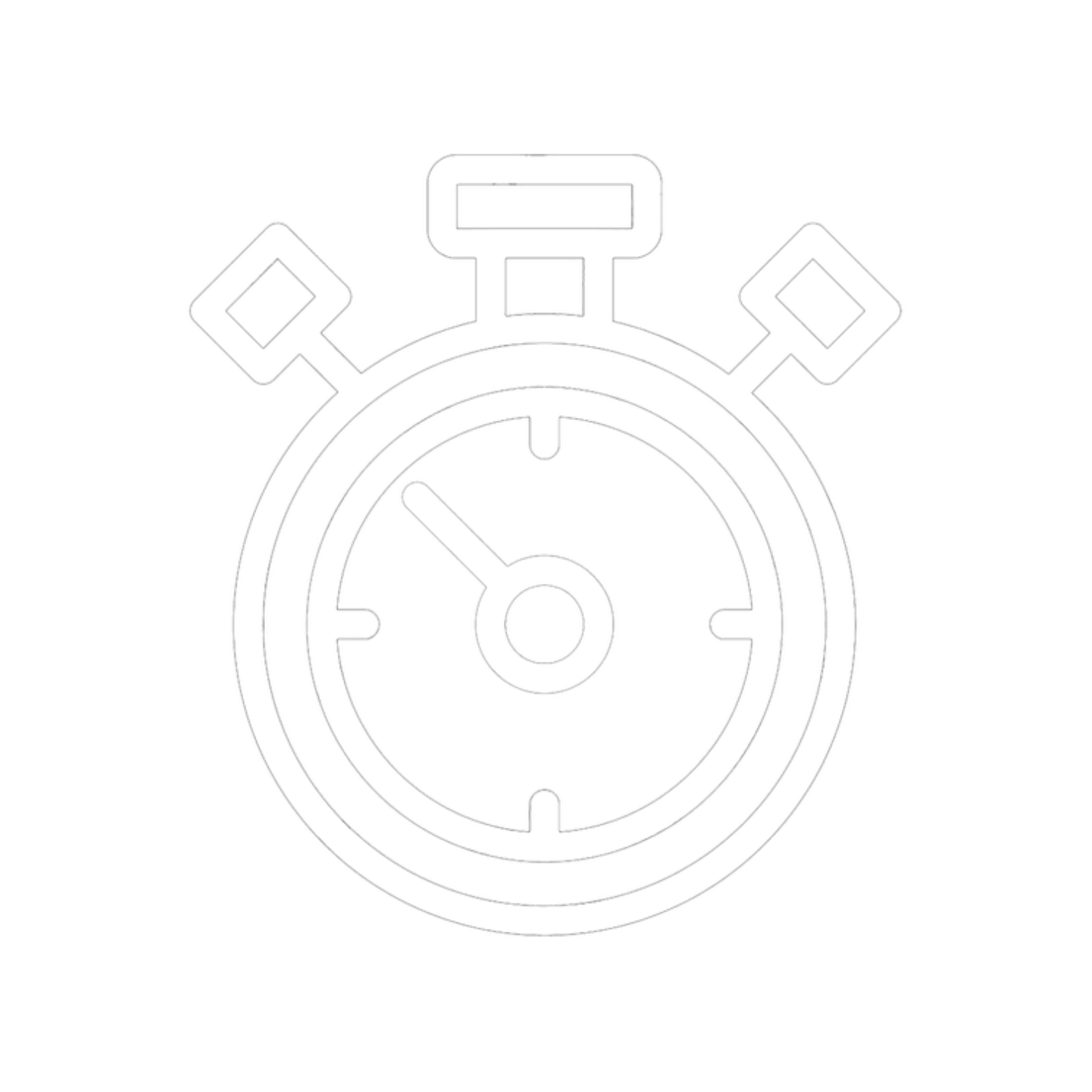 A black and white illustration of a stopwatch with a gray section on the face and the seconds hand pointing at 10 seconds.