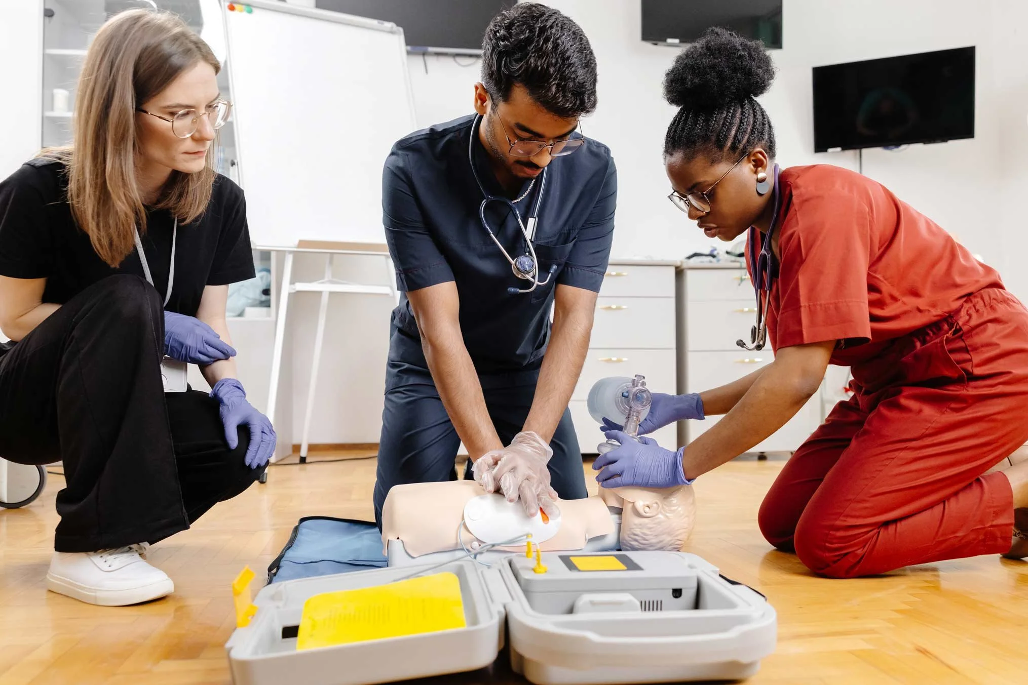 Basic Life Support Training is taking place at a dental practice through ADS Training.