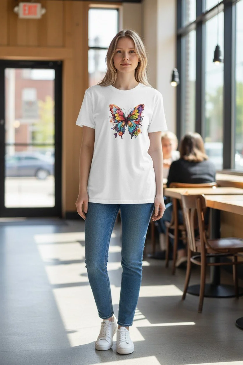 Wildflower Butterfly Tee – White Comfort Colors Style