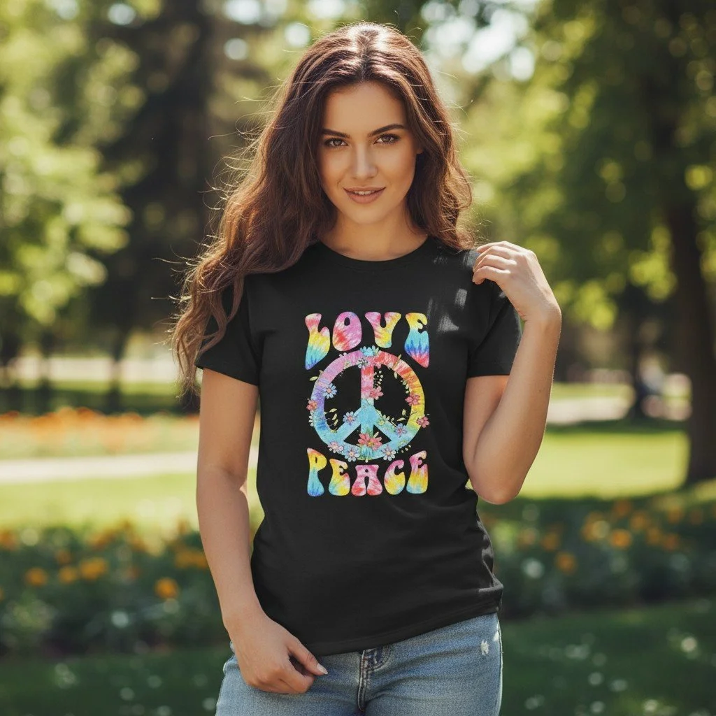 Love & Peace Graphic Tee – Black Comfort Colors Style