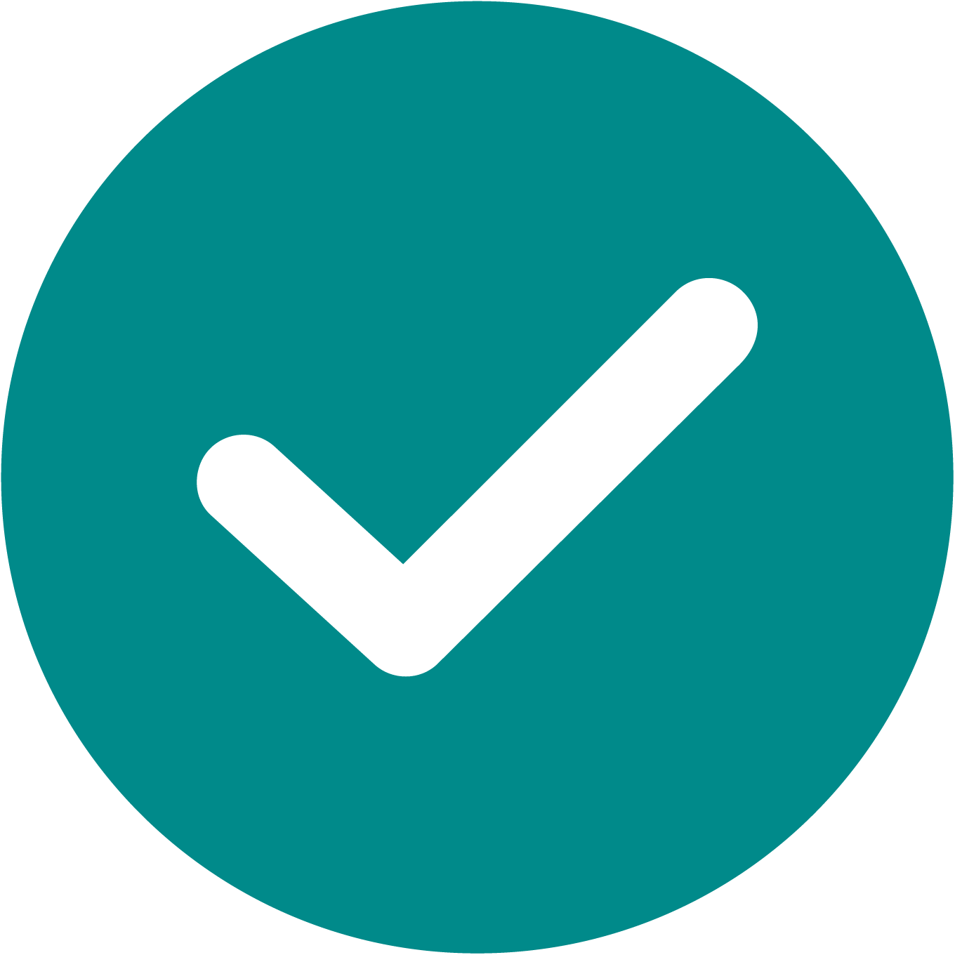 Teal circle with white check mark in the center