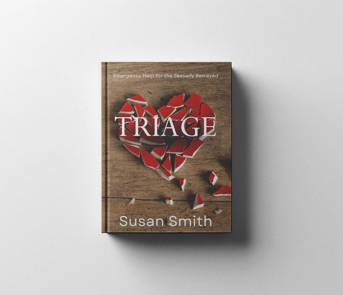 Book cover of “Triage: Emergency Help for the Sexually Betrayed” by Susan Smith featuring a broken heart design.