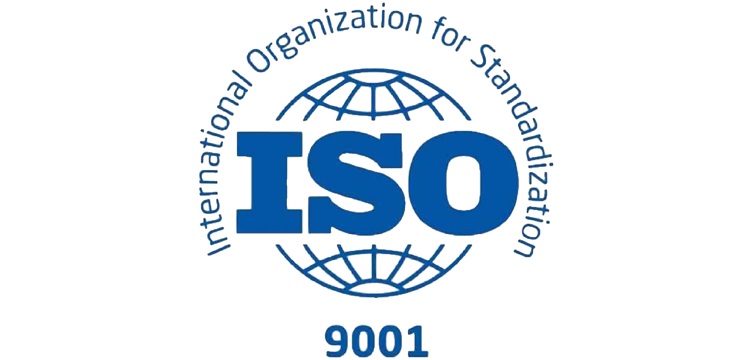 Logo of the International Organization for Standardization, with a globe design and the abbreviation 'ISO' in large blue letters, encircled by the organization's full name, and 9001 below.