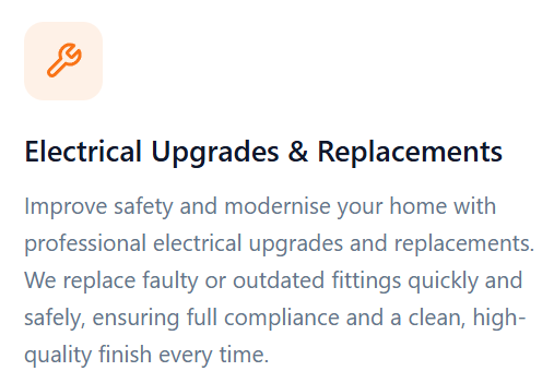 Electrical upgrades and replacements service advertisement