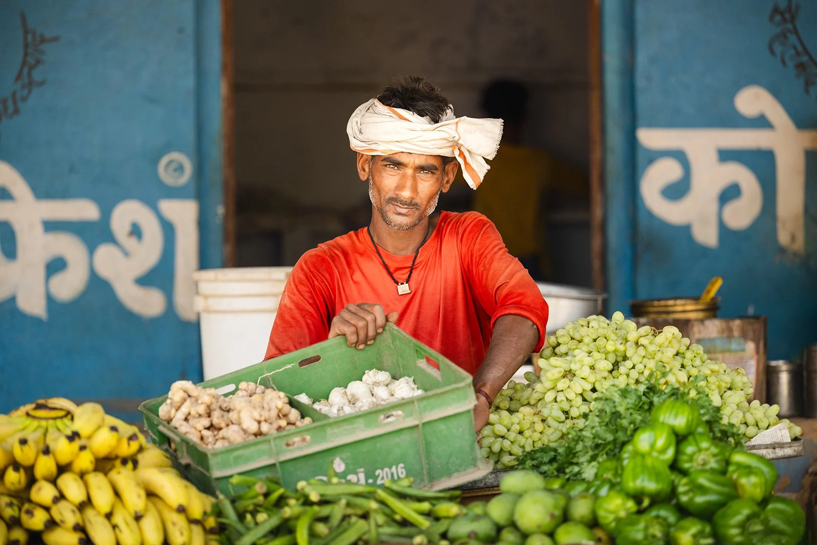 Indian Fruit and Vegetables Market Man.JPG