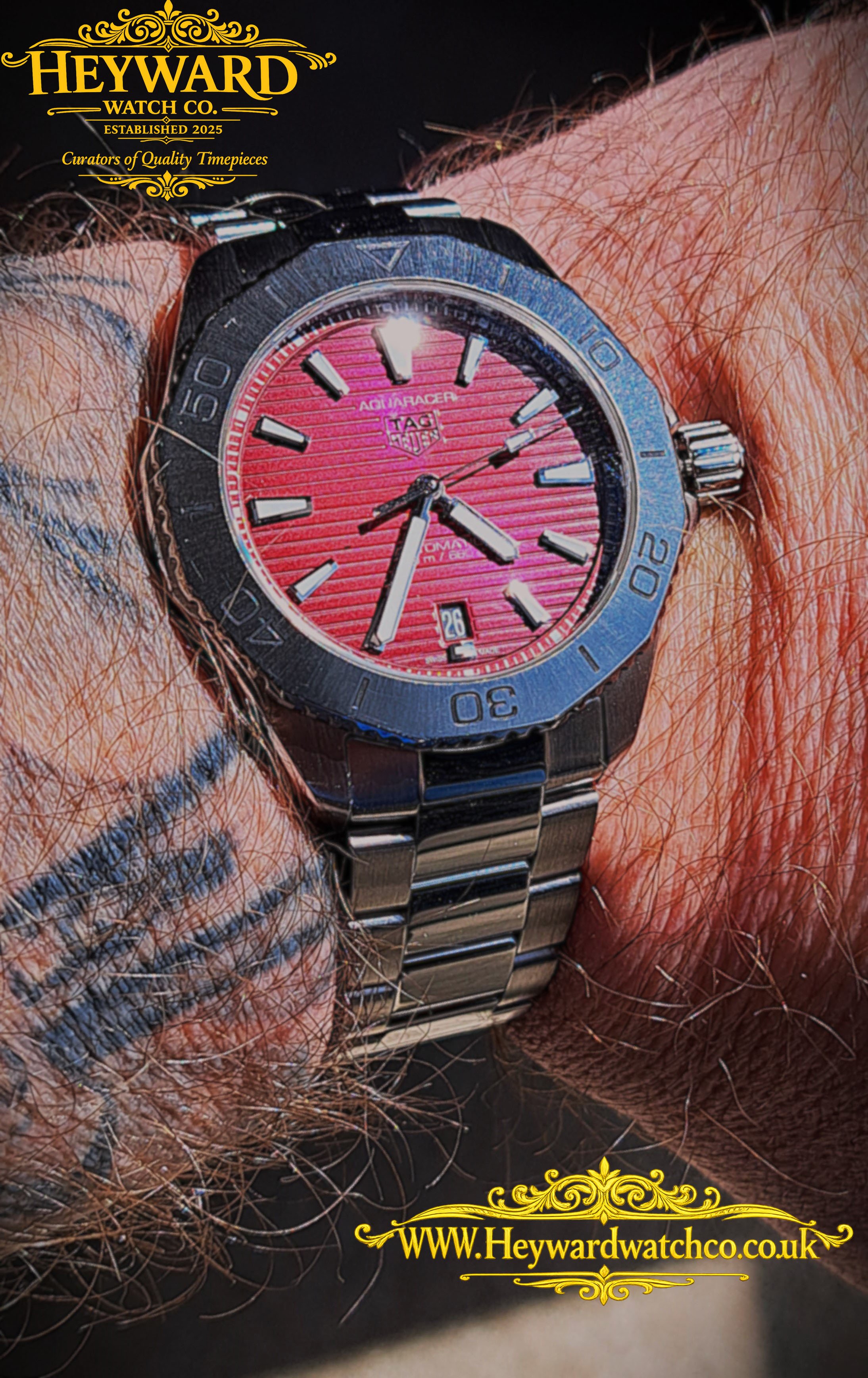 The Aquaracer on the wrist, balancing everyday comfort with its unmistakable tool‑watch presence.