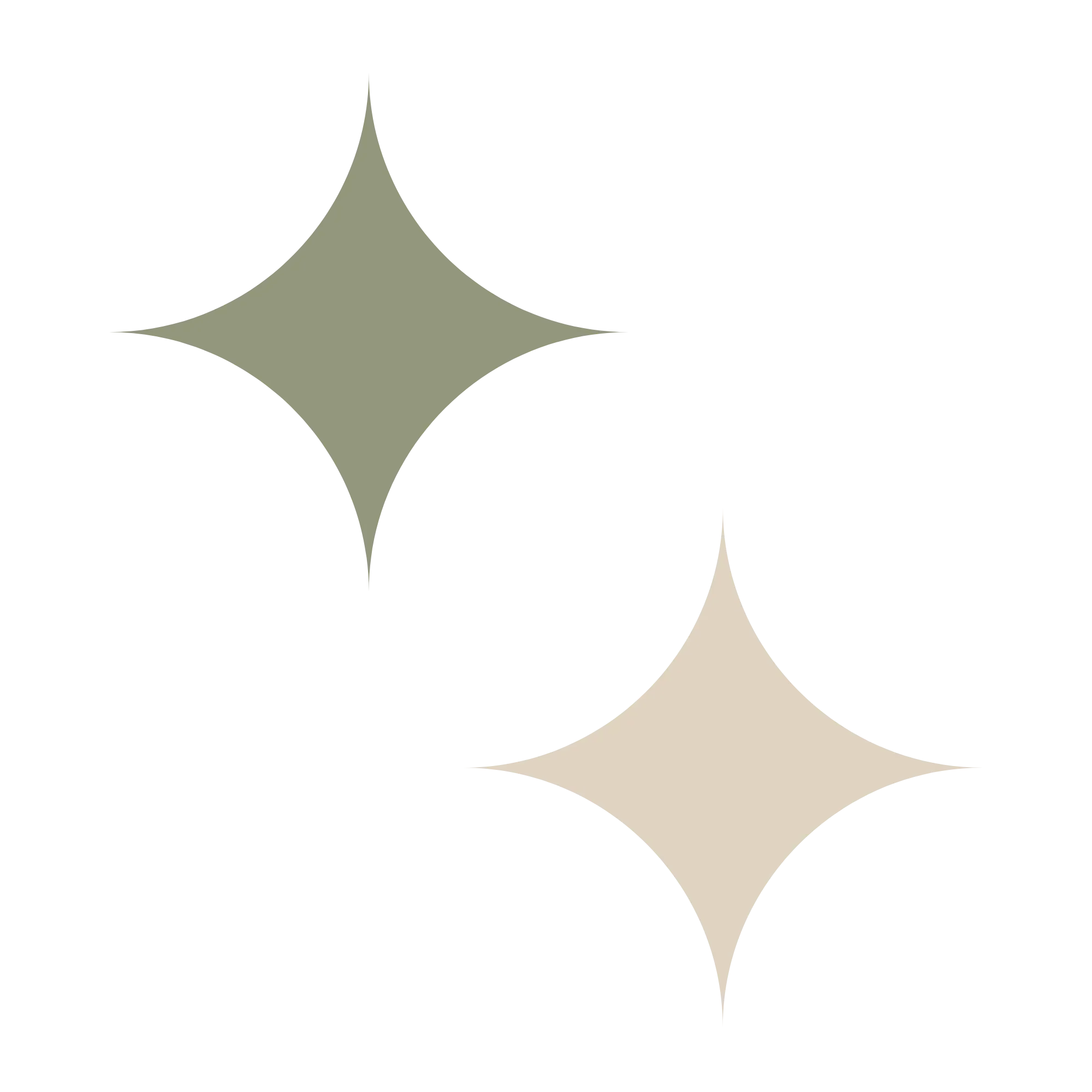 Two stars, one green and one beige.