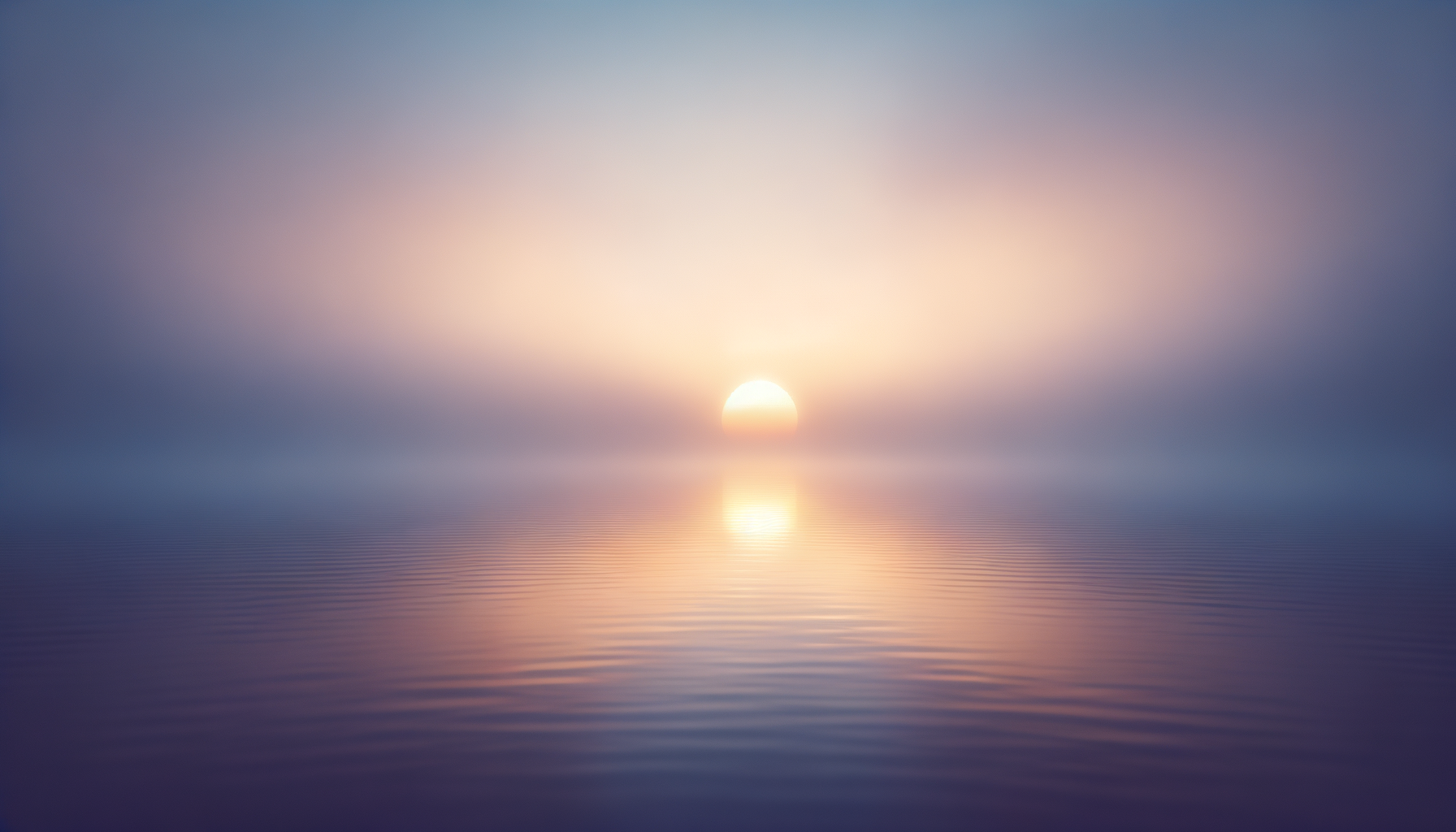 Sunset over calm water with pink and purple hues and minimal ripples.