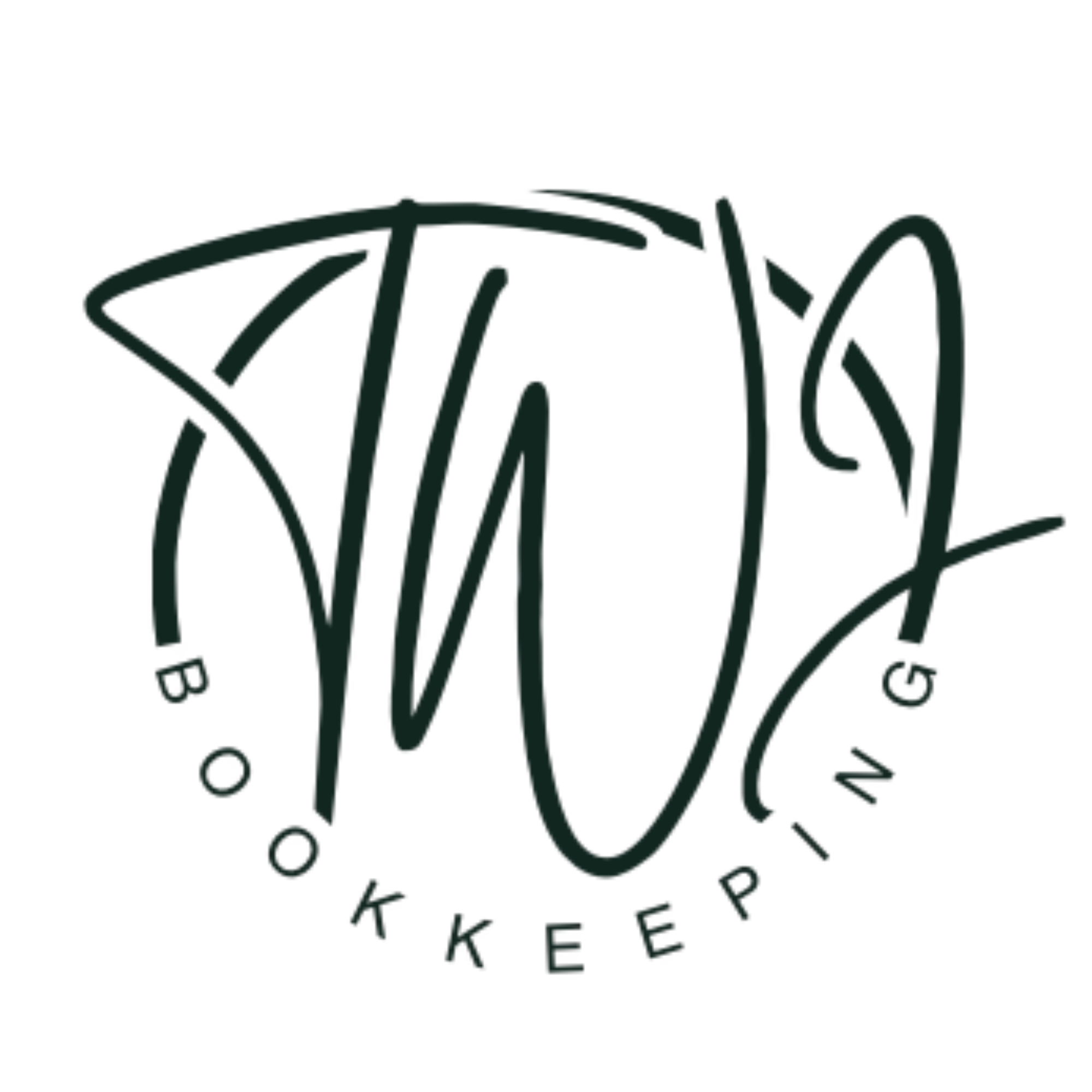 Black text spelling out "TWJ" with outlines of various geometric shapes in the background.