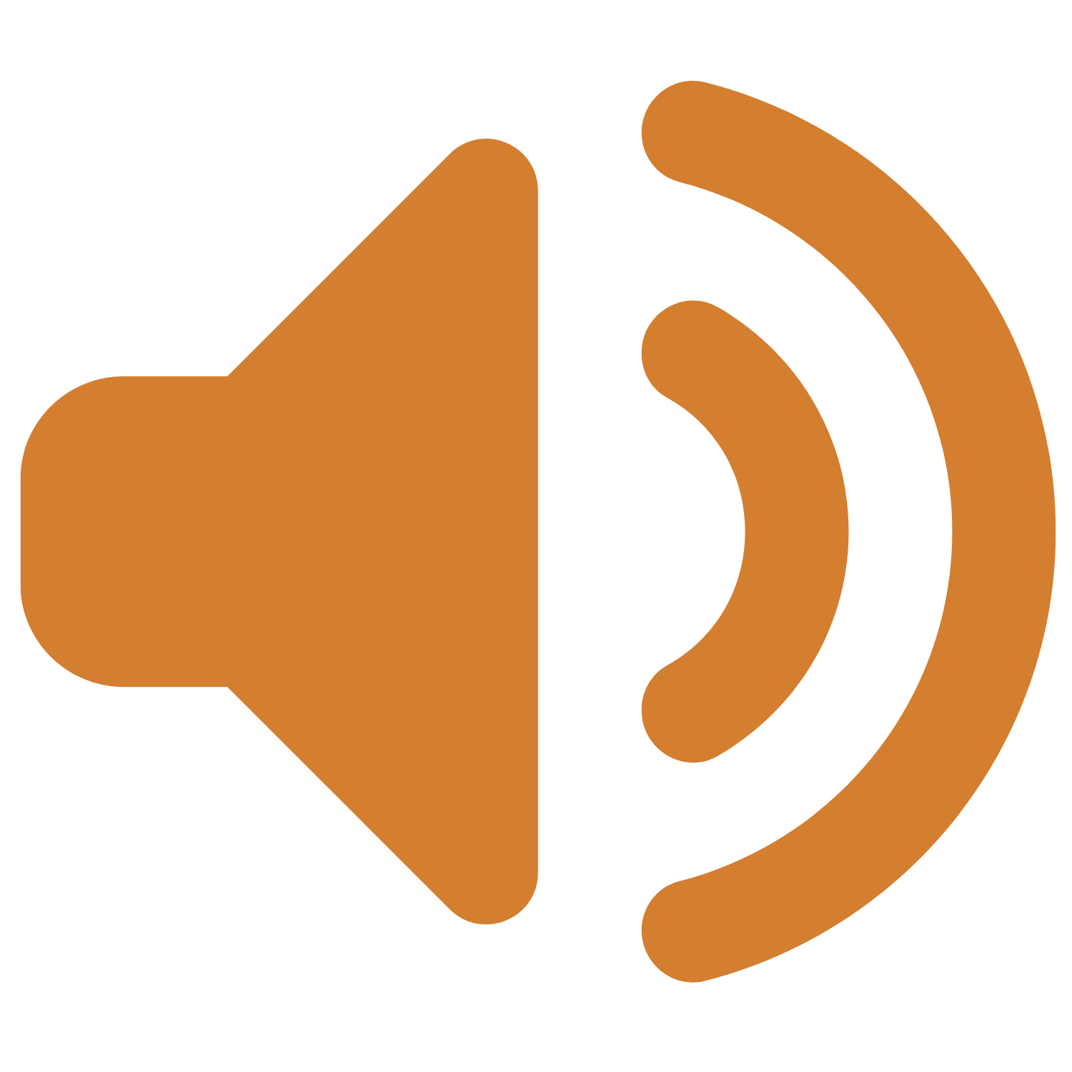 Icon of a loudspeaker on the left and a Wi-Fi signal on the right, both in brown color.