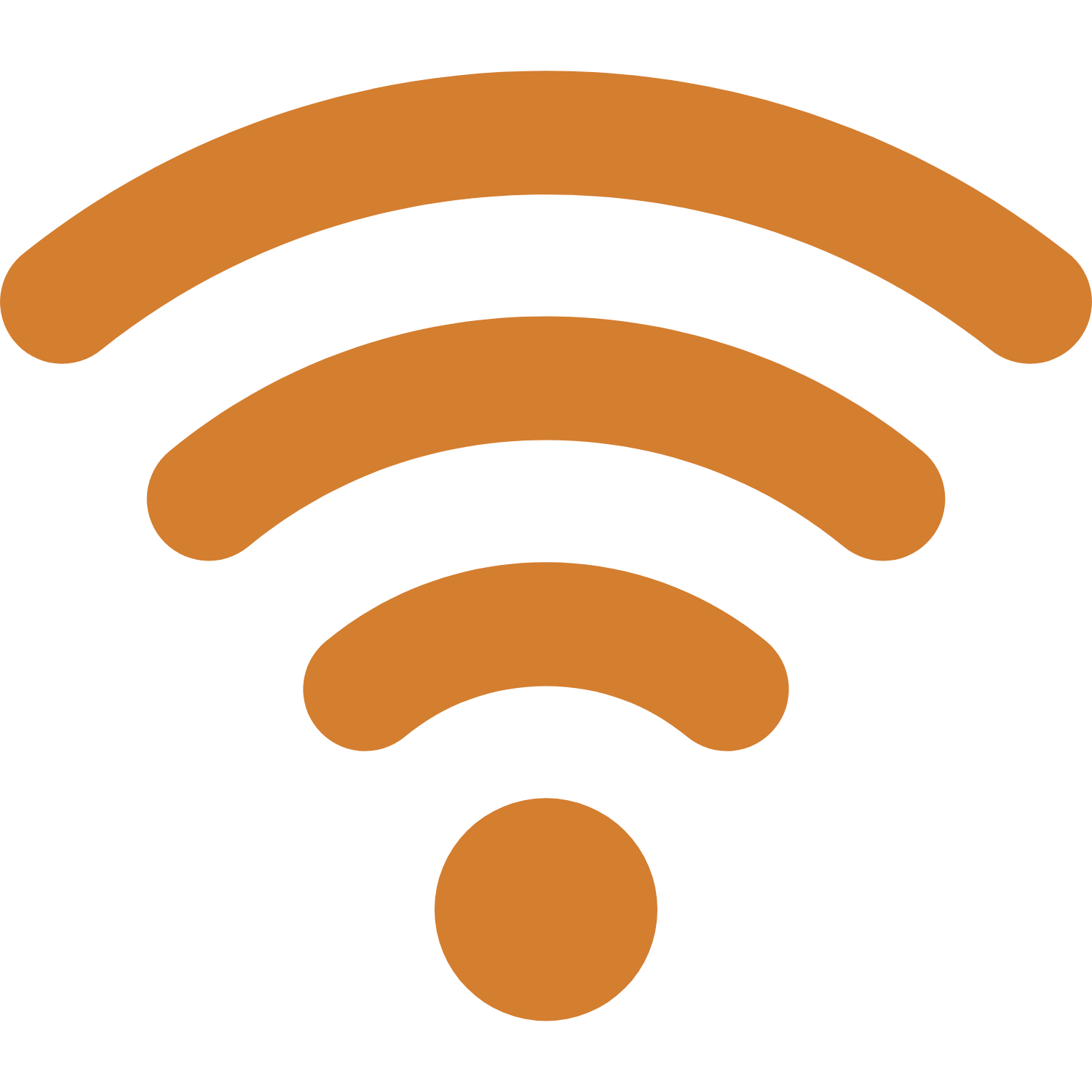 Brown Wi-Fi or wireless signal icon on a black background.