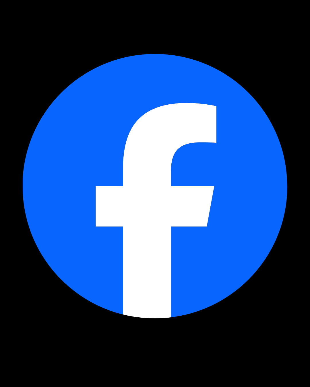 Facebook logo in blue and white on a black background.