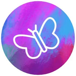 Outline of a butterfly on a colorful watercolor background