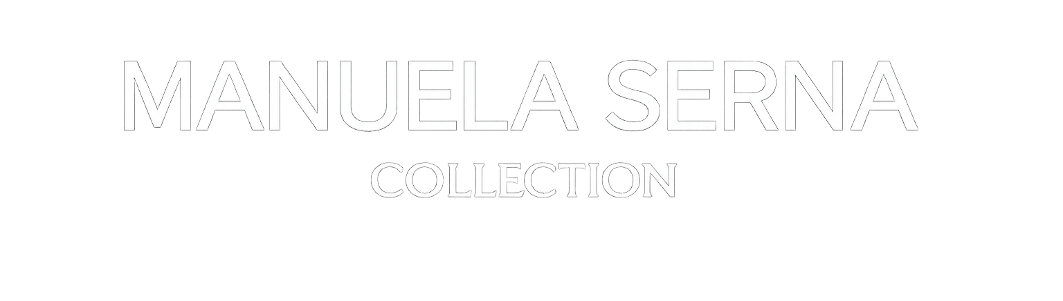 Brand logo for Manuela Serna Collection in white text on a black background.