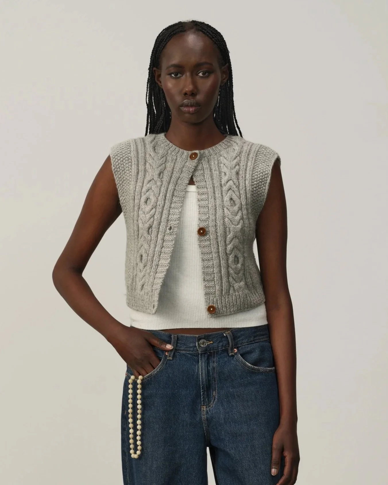 Peruvian Wool Cable Vest