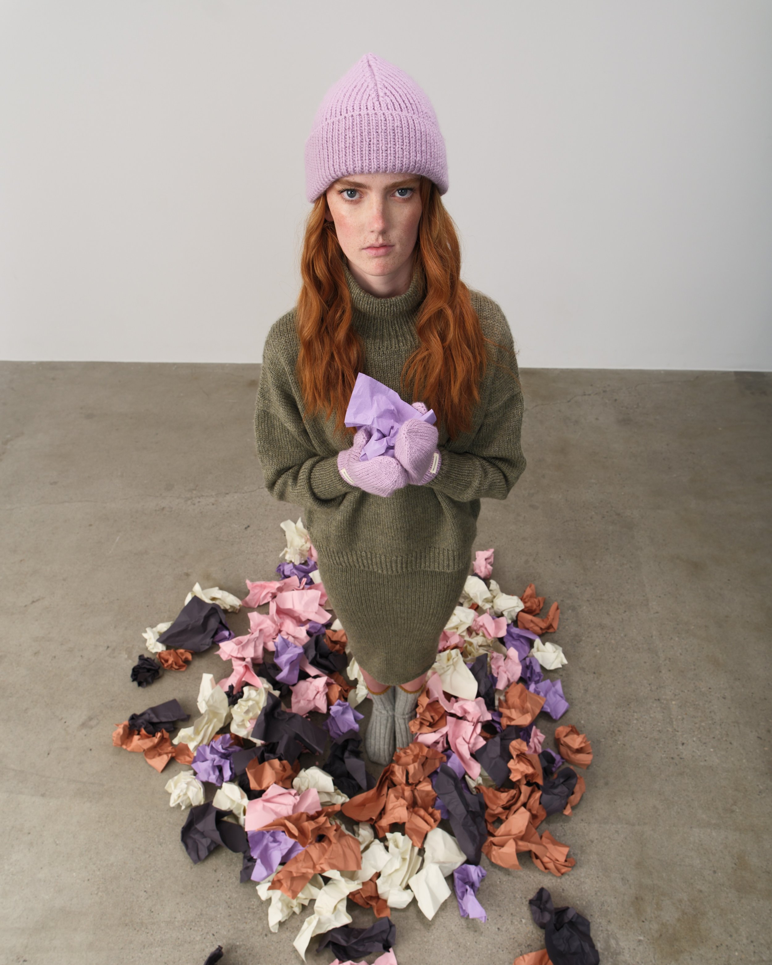 Melia McDermott AW26 Knitwear, made in Calgary, Alberta, Canada from 100% Peruvian Highland Wool.

Each piece in this collection is made slowly and with great care by Melia and Baltej. Baltej works up panels on his manual knitting machine and Melia h